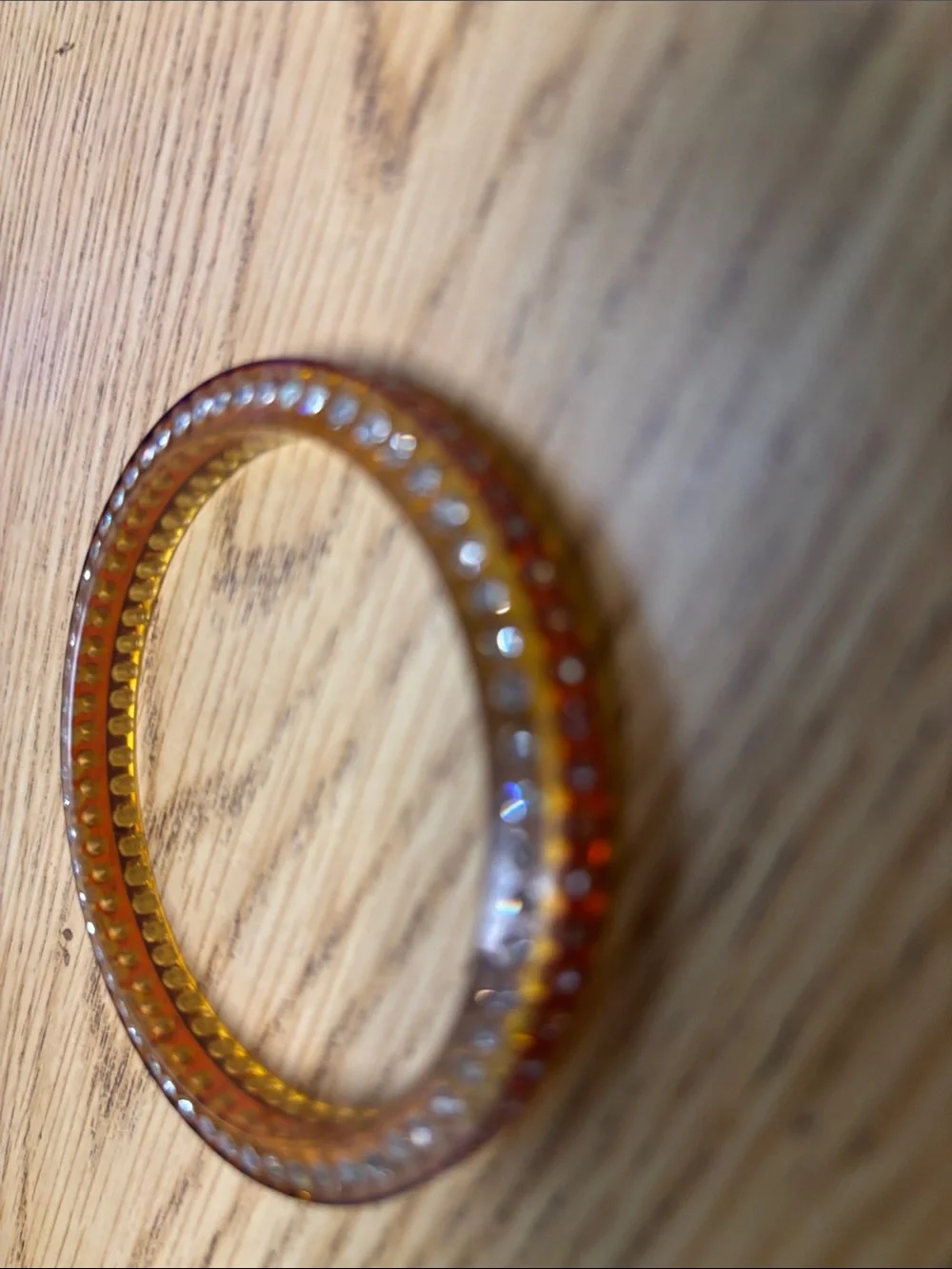 Amber Crystal-Accent Resin Bangle Bracelet